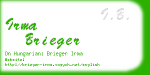 irma brieger business card